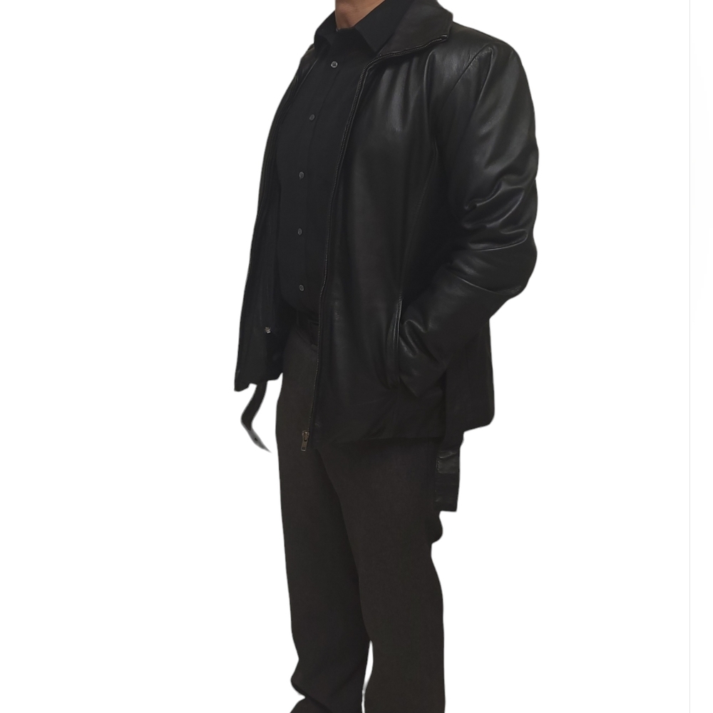 Vintage Leather men's jacket size Large 100% genuine leather removable liner